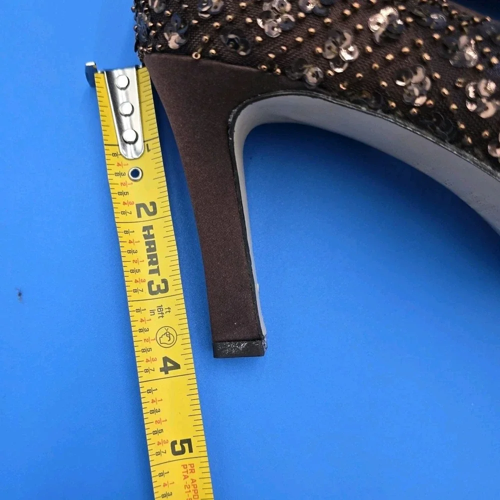 Ann Marino Women's 8.5 Brown  Bronze Sequin Heels Pumps Dressy  Formal New NWOB‎ - Picture 9 of 9